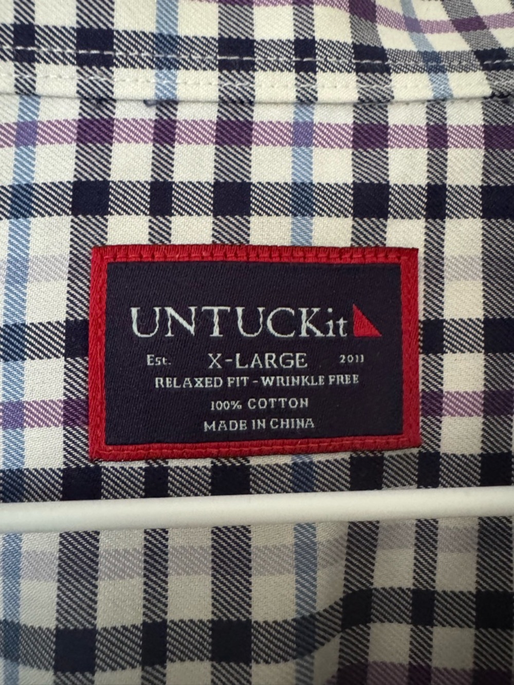 UNTUCKit Men's Black & White Plaid Button-Down Shirt - Picture 2 of 2